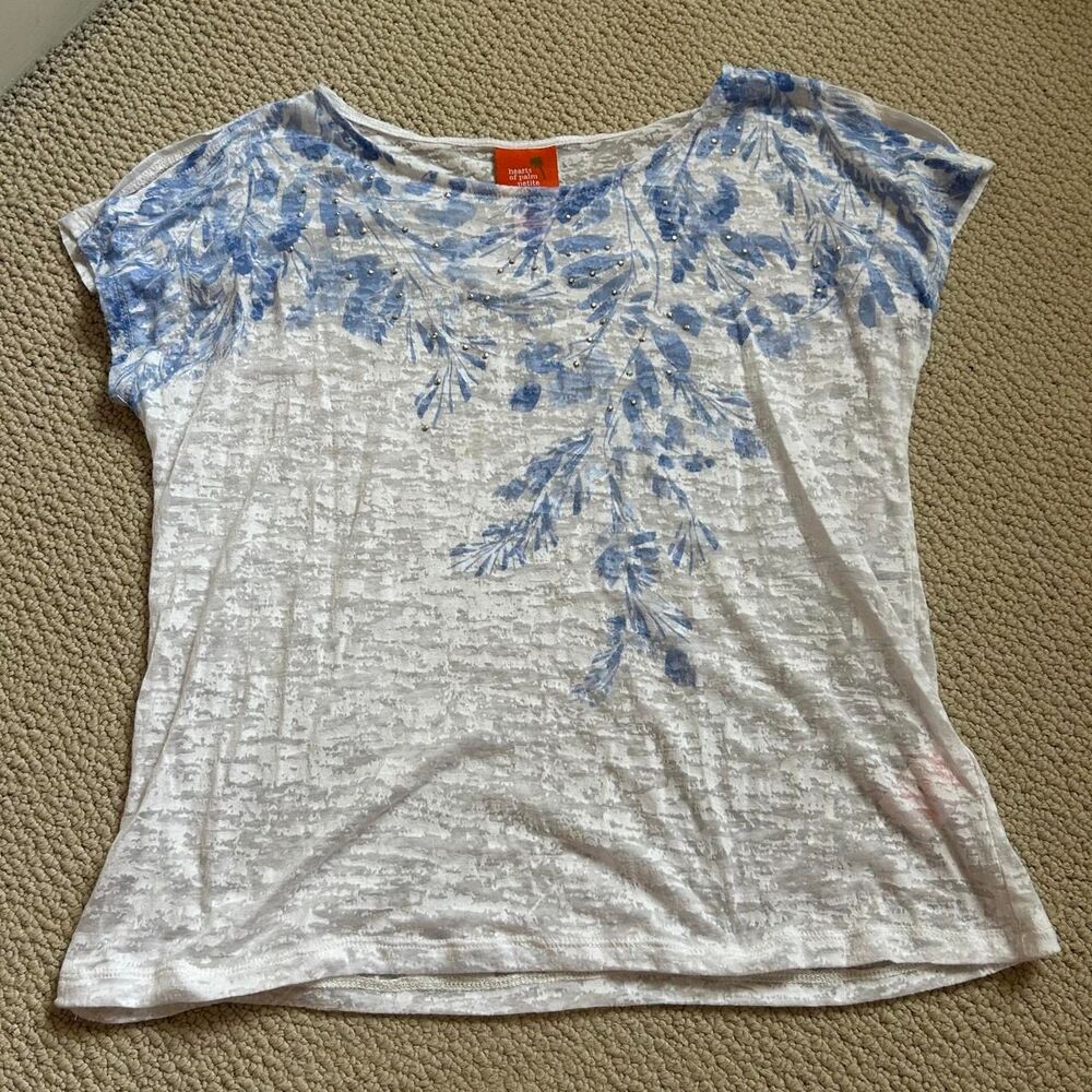 Y2k Women's White and Blue Blouse